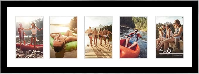 Americanflat 4x6 Collage Picture Frame with Shatter-Resistant Glass - Fits Five 4x6 Photos or Use as One 8x24 Picture Fram...