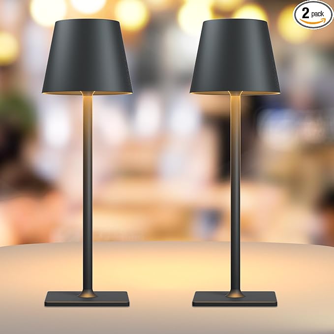 Yogaret 2 Pack Rechargeable Table Lamps,Cordless Lamp with 6000mAh Battery Operated, Portable Indoor/Outdoor Table Lamp fo...