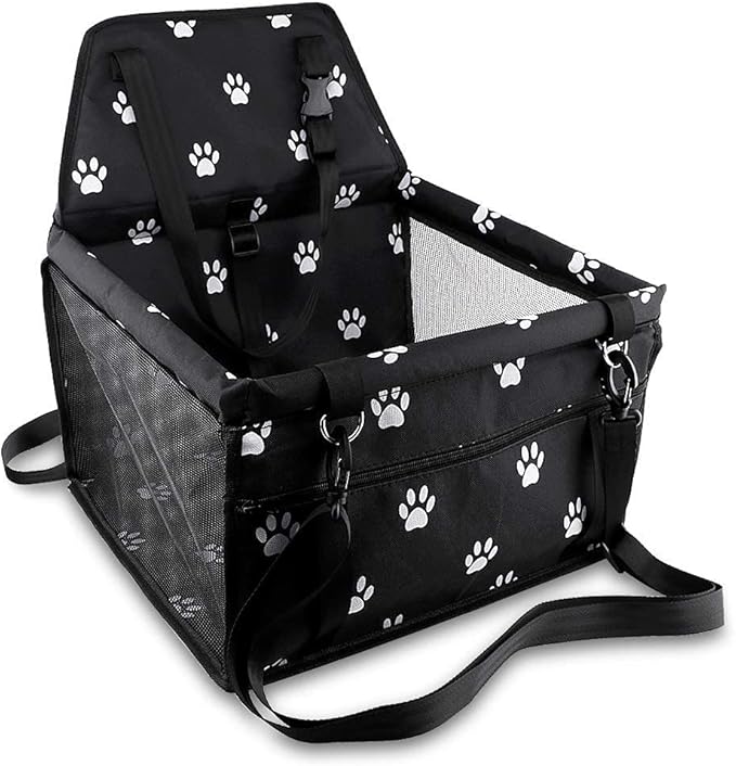 Petbobi Pet Reinforce Car Booster Seat for Dog Cat Portable and Breathable Bag with Seat Belt Dog Carrier Safety Stable fo...