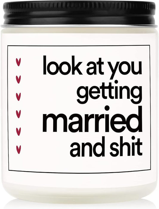 BaubleDazz Funny Wedding Gifts, Bachelorette & Bridal Shower Gift for Bride, 7oz Lavender Scented Soy Wax Candle, Bride to...