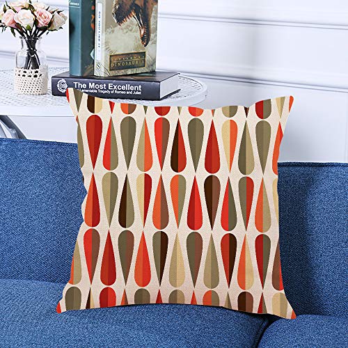 Ofocam Throw Pillow Cover Mid Century Modern Style Retro with Drop Shapes in Tones Abstract Decorative Throw Pillow Cushio...