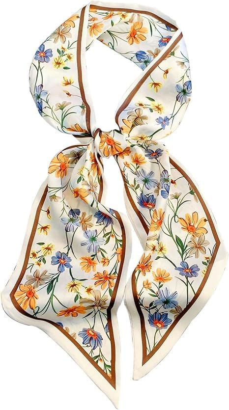 Silky Satin Head & Neck Scarf for Women, Long Thin Hair Scarf, Fashion Accessory for Handbags and Purses