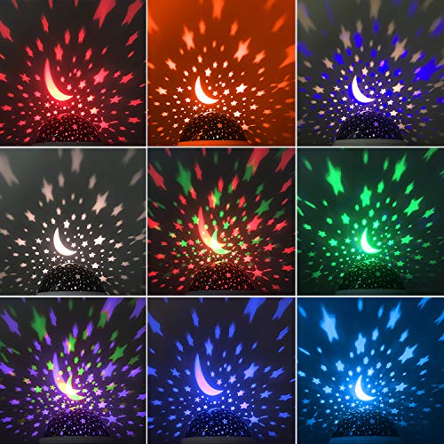 RICTLY Night Light for Kids, Kids Night Light Nebula 360 Degree Rotation - 4 LED Bulbs 12 Light Color Star Projector Chang...