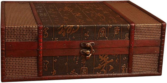 Cabilock Decorative Wooden Storage Box, Vintage Desktop Keepsake Box with Hinged Lid, Large Wooden Treasure Chest for Jewe...
