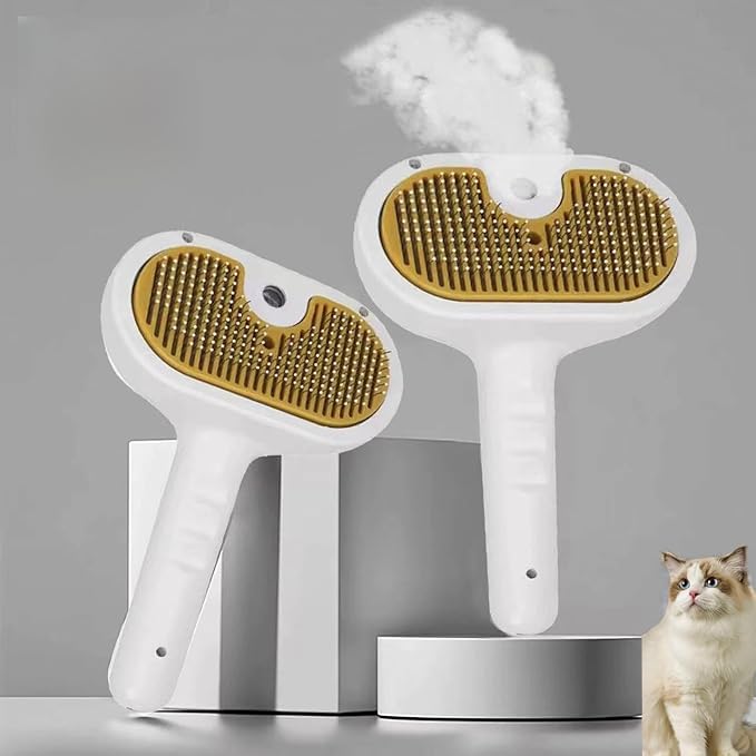 Zlveuzjs Pet Grooming Steam Brush, 3-in-1 Spray-on Hair Removal Comb for Long-Haired and Short-Haired Cats and Dogs