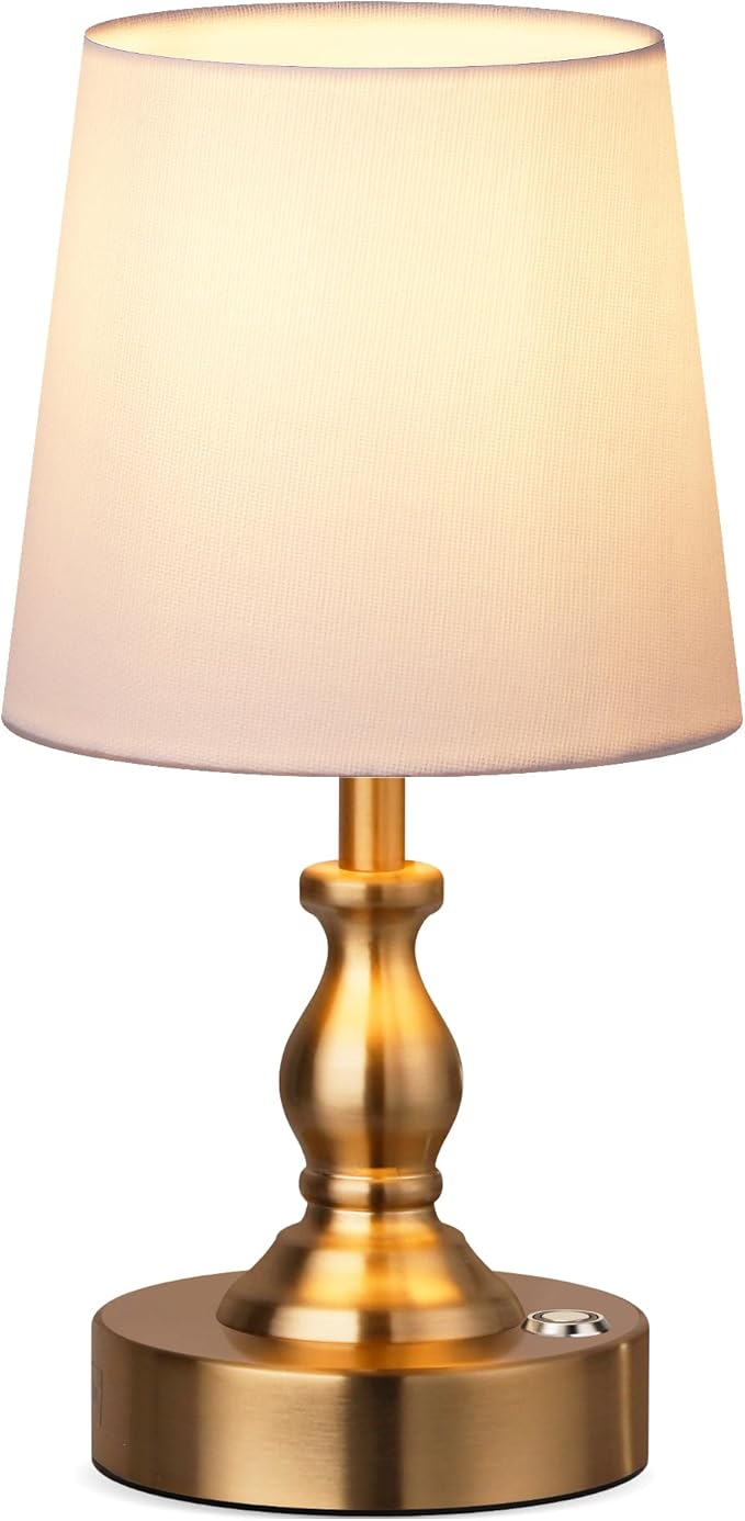 PARTPHONER Mini Cordless LED Table Lamp, 5200mAh Rechargeable Battery Operated Lamp, 3-Level Brightness, Touch Dimmable De...