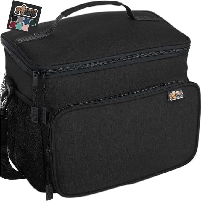 GORILLA GRIP Insulated Lunch Box Bag for Women Men,15L, Leakproof XL Reusable Soft Cooler Bags, Multiple Compartments, Mes...