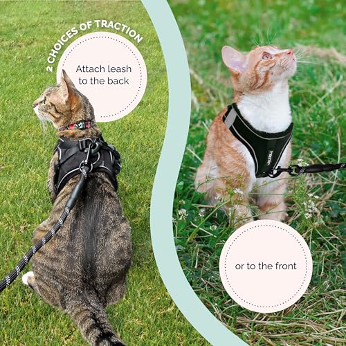 Hepper Cat Harness and Leash Escape Proof Set - Black Tactical Cat Harness with Reflective Safety Strips - Kitten or Cat V...