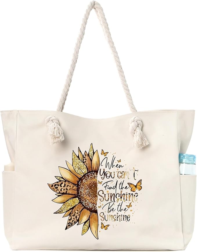 Apxouans Beach Bags for Women Large Waterproof Beach Travel Tote Bags Sandproof Swim Pool Bag Canvas Zipper Big Tote