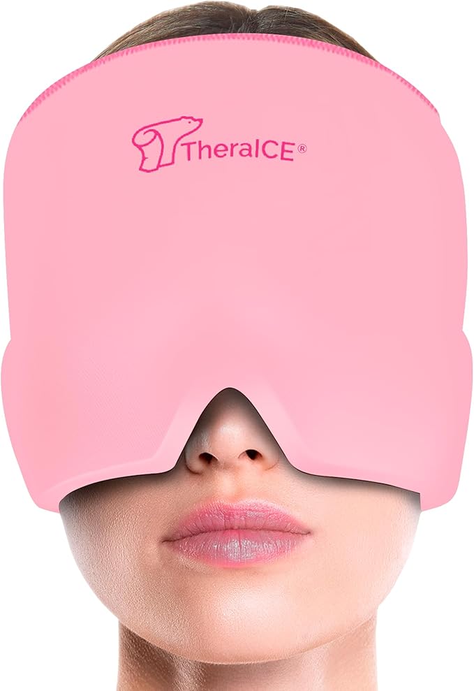 TheraICE Headache Relief Cap, Migraine Ice Pack Mask Products, Women Cooling Gel Hat, Face Cold Compress Head Wrap for Her...