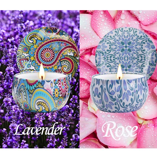 2 Pack Scented Candles, 2.5 oz Aromatherapy Candles for Home Scented, Natural Soy Candles with Floral Scents, Portable Sma...