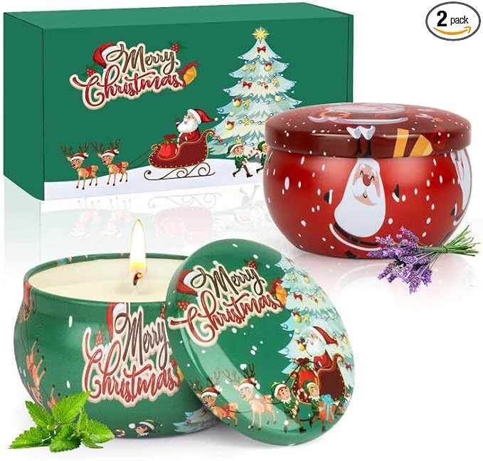 Christmas Candles Gifts Set for Women, 2 Pack Aromatherapy Scented Candle for Home Scented, Personalized Soy Candles Stock...