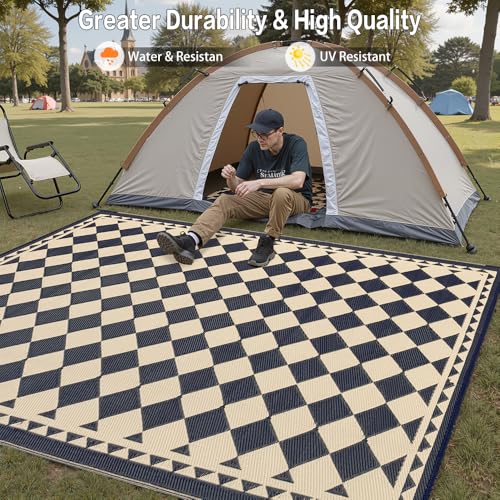 HUGEAR Outdoor Rug for Patios Clearance,Waterproof Mat,Large Outside Carpet,Reversible Plastic Straw Camping Rugs,Rv,Porc...