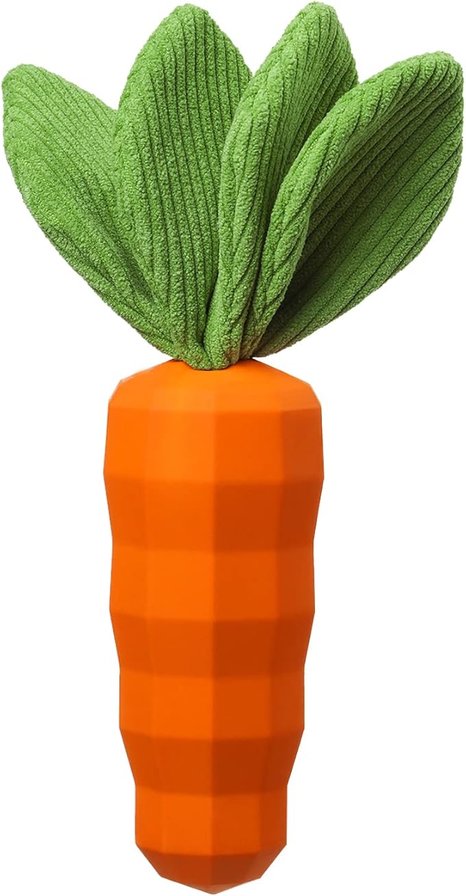 MewaJump Dog Squeaky Chew Toys for Aggressive Chewers, Rubber Carrot Dog Toys for Training and Cleaning, Durable Interacti...