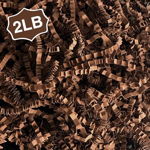Corlcol 2LB Crinkle Paper Shred Filler for Gift Box Bag and Basket On Holidays(Dark Brown)