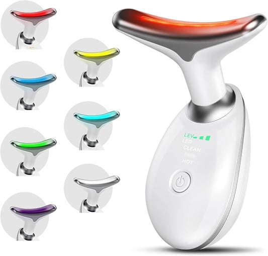 ayattecy Portable Neck and Face Massager, Multifunctional Facial Massage Tool, 7 Color Led Face Neck Massager for Skin Car...