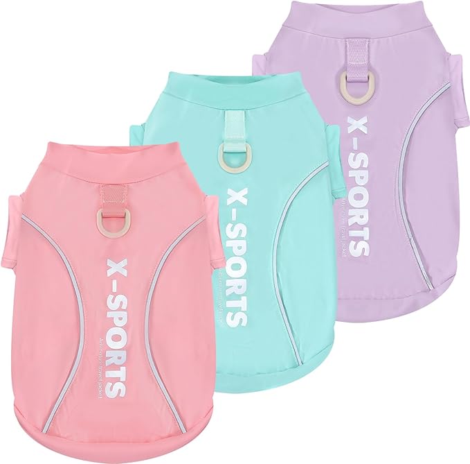 ABRRLO 3-Pack Reflective Dog Shirts for Small Medium Dogs Sun Protection Lightweight Puppy Cat T-Shirt with D-Ring,Soft St...