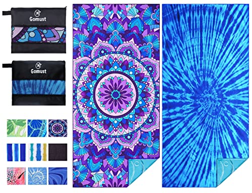2 Pack Lightweight Thin Beach Towel Oversized 71"x32" Big Extra Large Microfiber Sand Free Towels for Adult Quick Dry Trav...