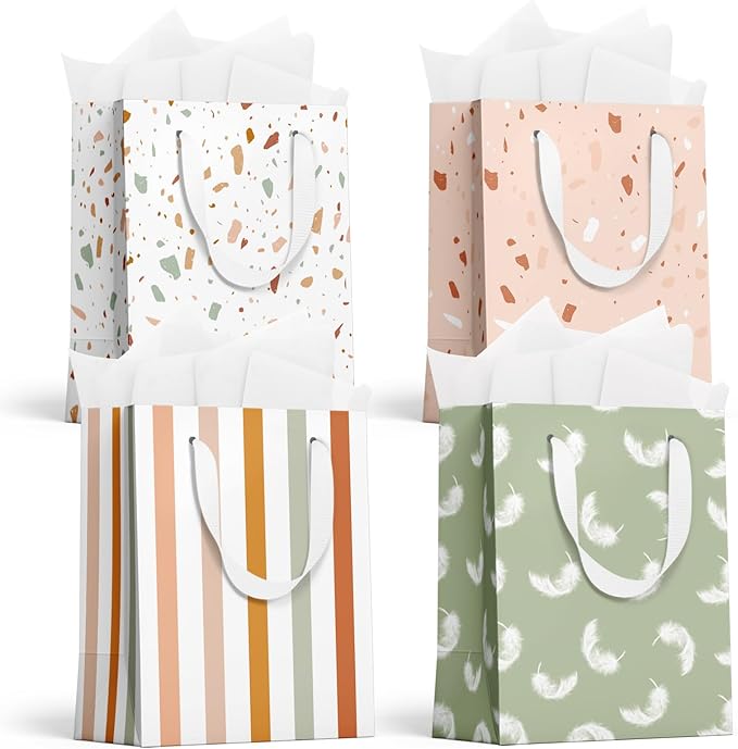 slapaflife Gift Bags Medium Size, Tissue Paper for Gift Bags Incl.Cards & Self-adhesive Envelope - Reusable & For Birthda...