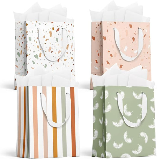 slapaflife Gift Bags Medium Size, Tissue Paper for Gift Bags Incl.Cards & Self-adhesive Envelope - Reusable & For Birthda...