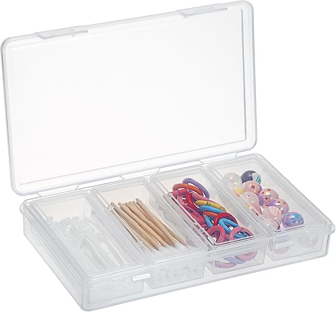 OwnMy 4 in 1 Portable Travel Cotton Swab Holder, Travel Floss Pick Holder Case Floss Dispensers, Small Clear Plastic Stora...