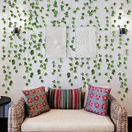 Fake Vines for Room Decor(12 Pack 84 Feet) Aesthetic Artificial Plant Ivy Leaves Hanging Greenery Garlands for Home Bedroo...