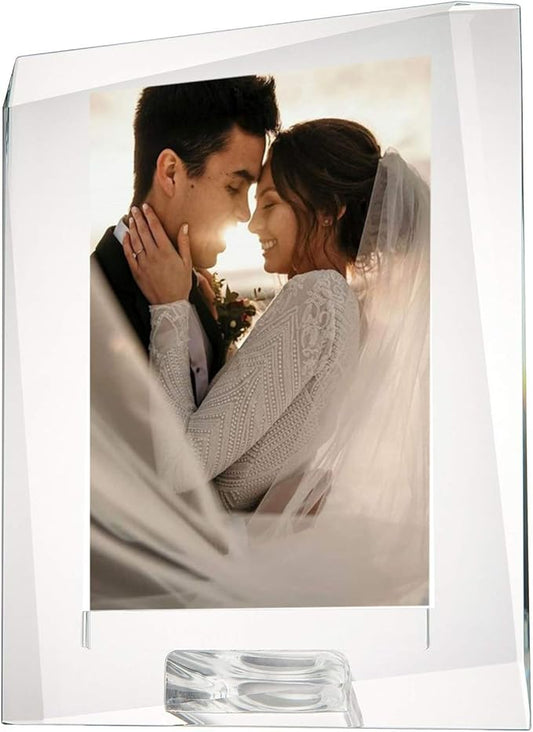 DONOUCLS 4" x 6" Crystal Picture Frame with Gift Boxed Decorative Photo Frame for Home Wedding Gift