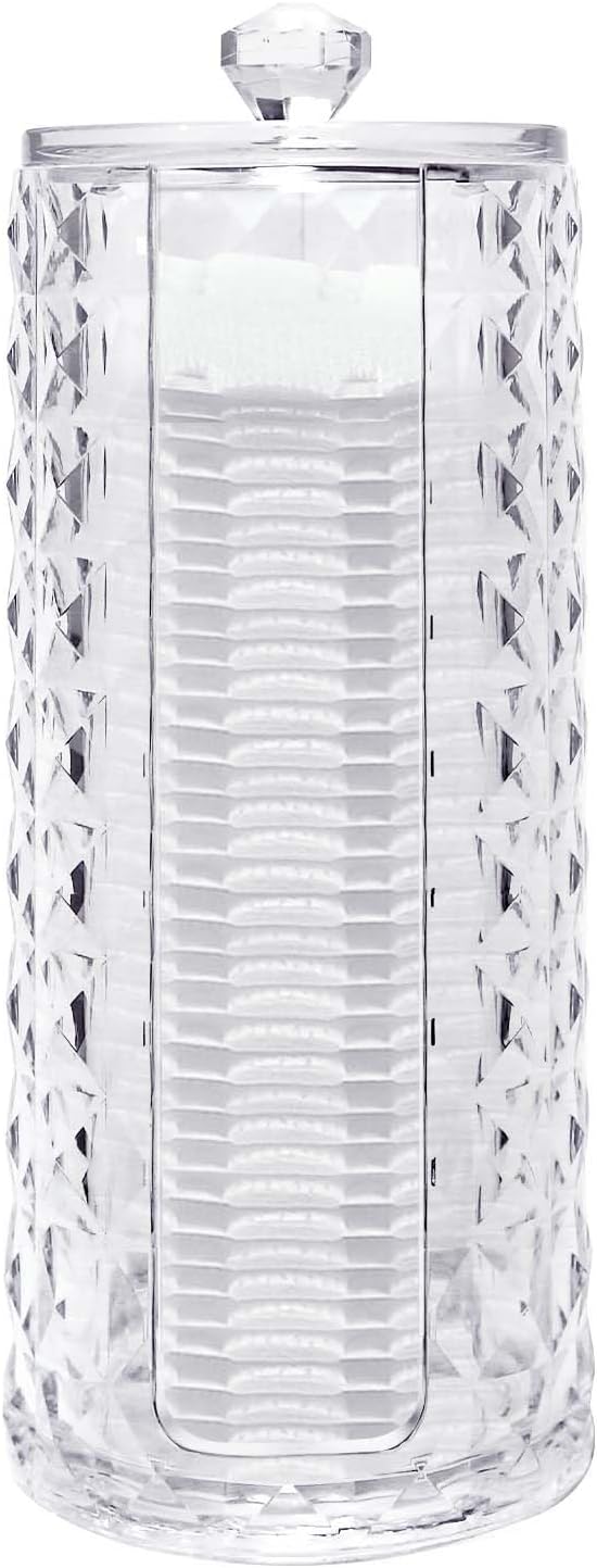 Obsoorth 33.8oz Clear Cosmetic Cotton Pads Rounds Holder Easy Accessing Acrylic Makeup Removers Pad Organizer Dispenser wi...