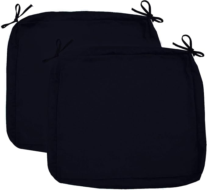Sigmat Outdoor Seat Cushion Cover Water Repellent Square Chair Cushion Cover-Only Cover Black 18"x18"x2"(2 Covers)
