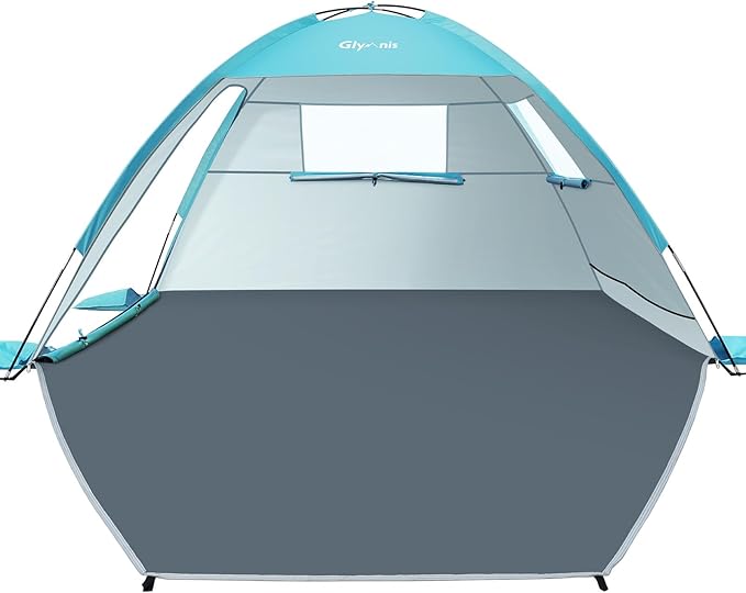 Glymnis Beach Tent Sun Shelter for 3 Person with UPF 50+ UV Protection, Lightweight & Easy Setup Beach Shade Canopy with V...