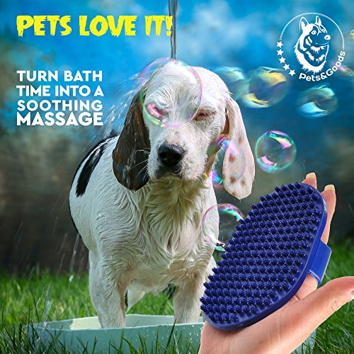 Pets&Goods Rubber Grooming Brush for Dogs & Cats - Gentle Deshedding Bath Brush for Short & Medium Hair - Soft Bristles, A...