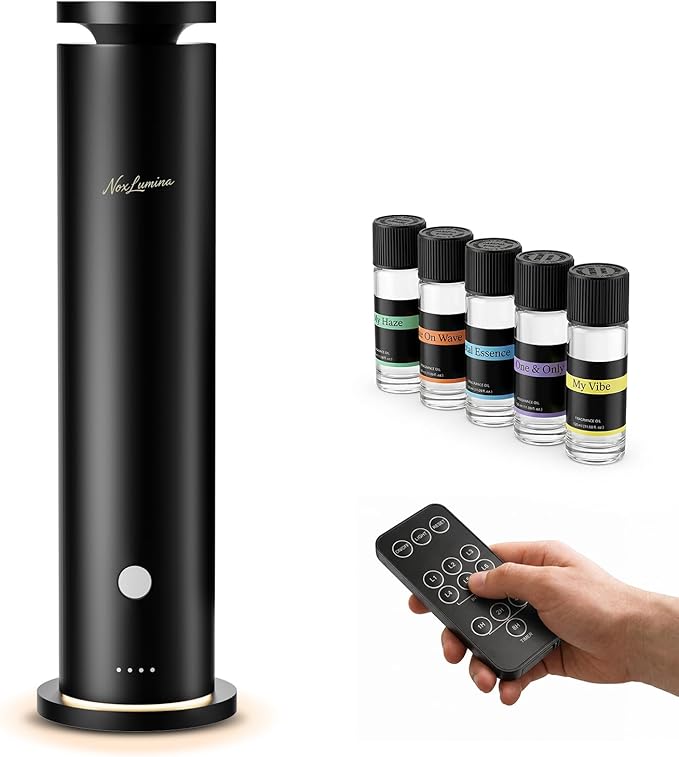 NoxLumina Waterless Scent Diffuser Starter Kit with 5 Essential Oils, Luxury Hotel-Class 1500 Sq Ft Cover Aromatherapy Dif...