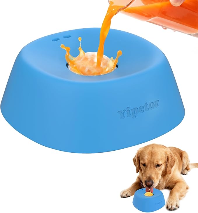 Yipetor Slow Feeder Dog Bowls for Liquid Treat, 【Entertained Ball-in】 Bone Broth Dog Lick Bowl, 3/4 Cup Yogurt Pup Lick To...
