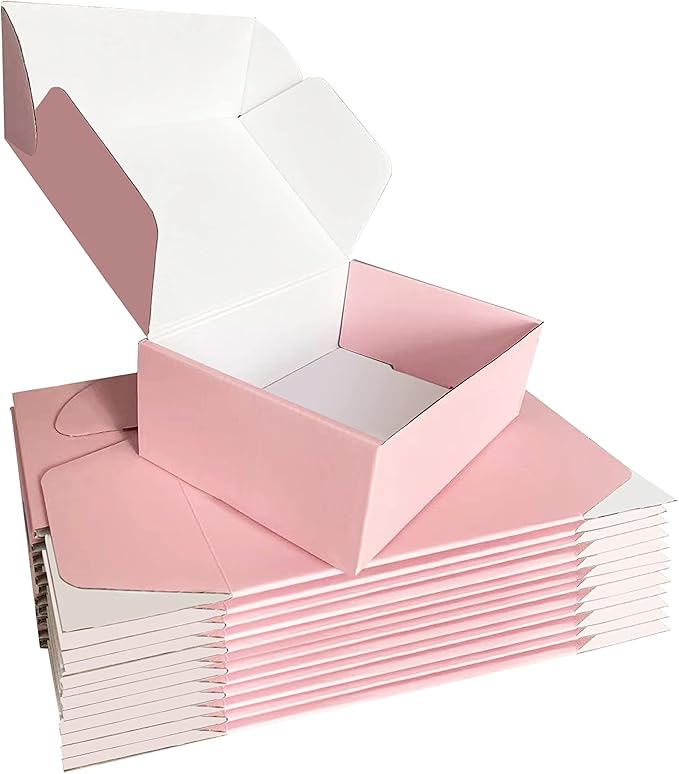 SNOGSWOG 28 Pack 9x6x3 inches Pink Shipping Boxes for Small Business, Small Corrugated Cardboard Gift Box for Mailing,Ship...