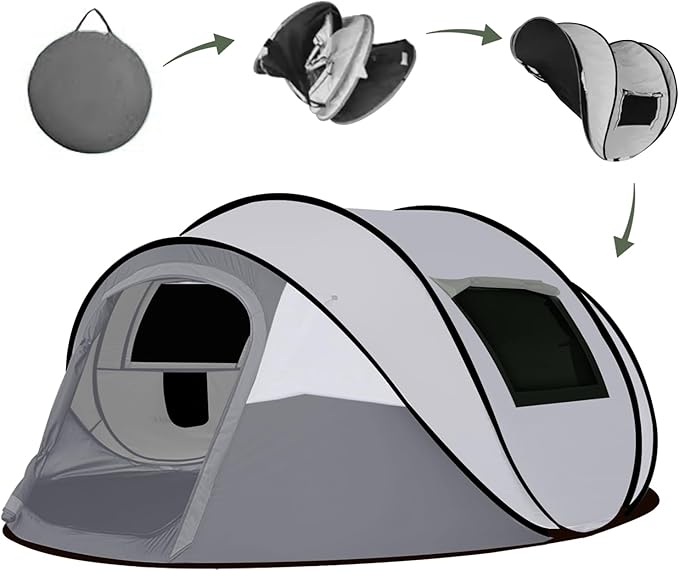 Instant Pop Up Camping Tent, 4-6 Person Tents,Automatic Set Up Tent in 3 Seconds,Waterproof Sunshade Family Tent,Portable ...