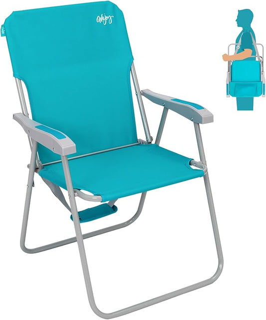 #WEJOY Folding Beach Chair for Adults, Lightweight Beach Chair with Shoulder Straps, High Back Camping Chairs with Hard Ar...