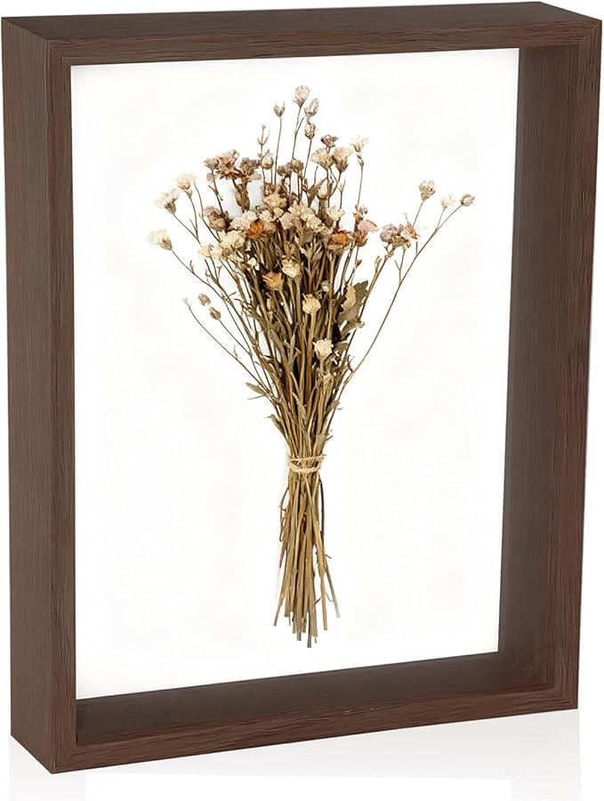 Wooden Dried Flower Photo Frame Acrylic Floating Shadow Box Frame, 1 Pcs 8×10 Inch Decorative Photo Frames for Wall, DIY A...