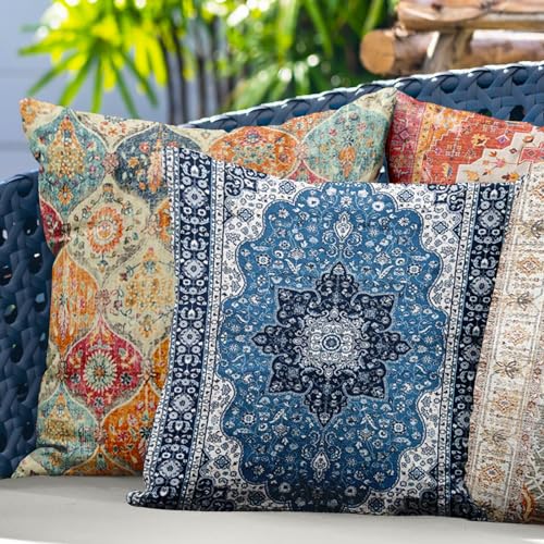 ZSYTZL Boho Throw Pillow Covers 18x18 inch Set of 2,Soft Pillowcases Bohemia Carpet Printing Pattern Decorative Sofa Livin...