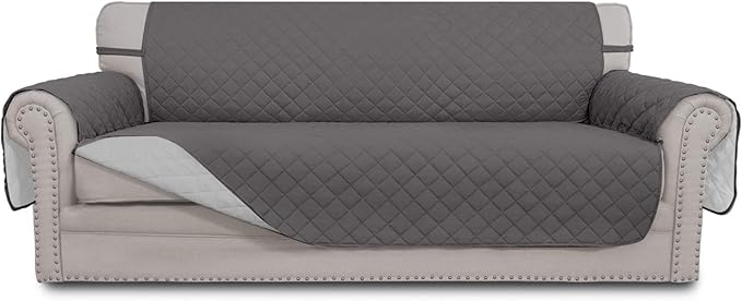 Easy-Going Reversible Couch Cover for 3 Cushion Couch Sofa Cover for Dogs Water Resistant Furniture Protector Cover with F...