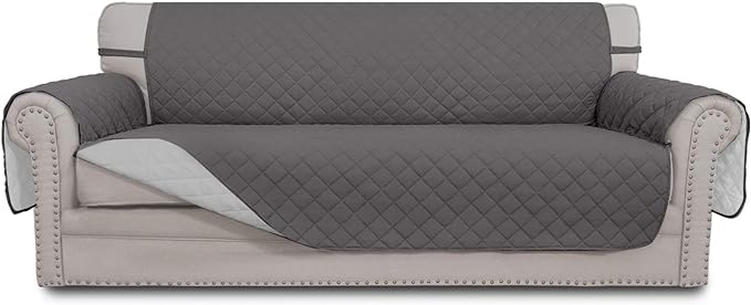 Easy-Going Reversible Couch Cover for 3 Cushion Couch Sofa Cover for Dogs Water Resistant Furniture Protector Cover with F...