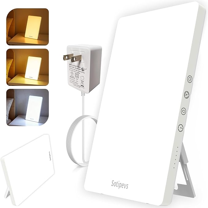 Sotipevs Light Therapy Lamp, 15,000 Lux Happy Lamp, Adjustable Brightness UV-Free, Touch Control Sun Lamp with Memory Func...