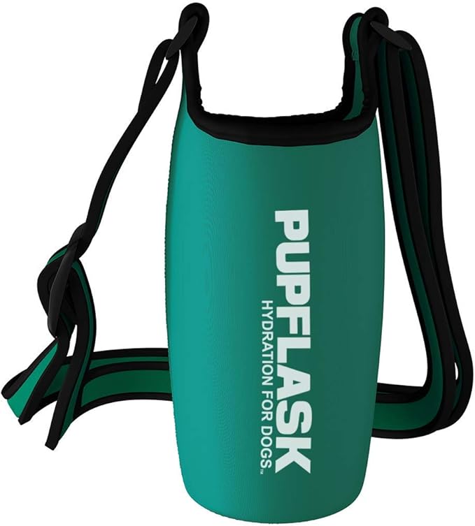Tuff Pupper PupFlask Insulated Neoprene Dog Water Bottle Holder Sling with Wide Adjustable Shoulder Strap, Great for Trave...