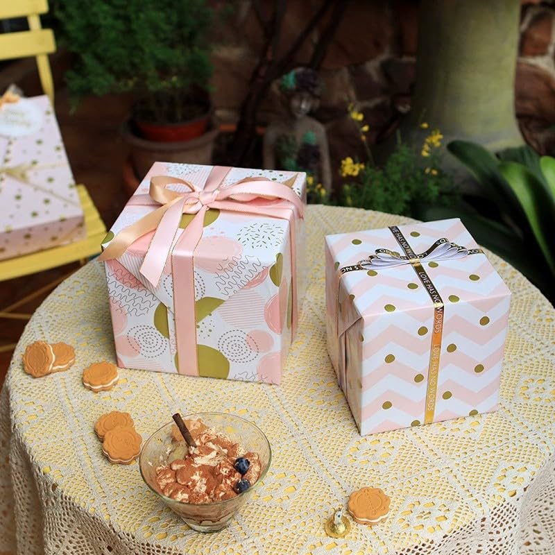 Namzi flowers, gifts, gift box packaging paper, pink glossy gold printed packaging paper, (pink circle)