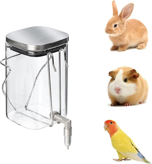 HardcorePet Premium Stainless Steel & Glass Pet Water Bottle - Firing Pin No-Drip Dispenser for Rabbits/Parrots/Rodents | ...