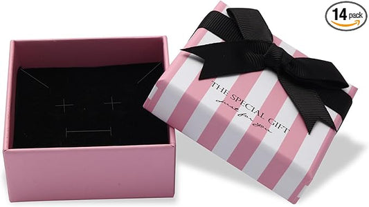14pcs Small pink Cardboard Gift Jewelry Boxes for Necklace, Earring, Ring, Pendant, Bracelet, Anklet, Jewelry Holder，Bulk ...
