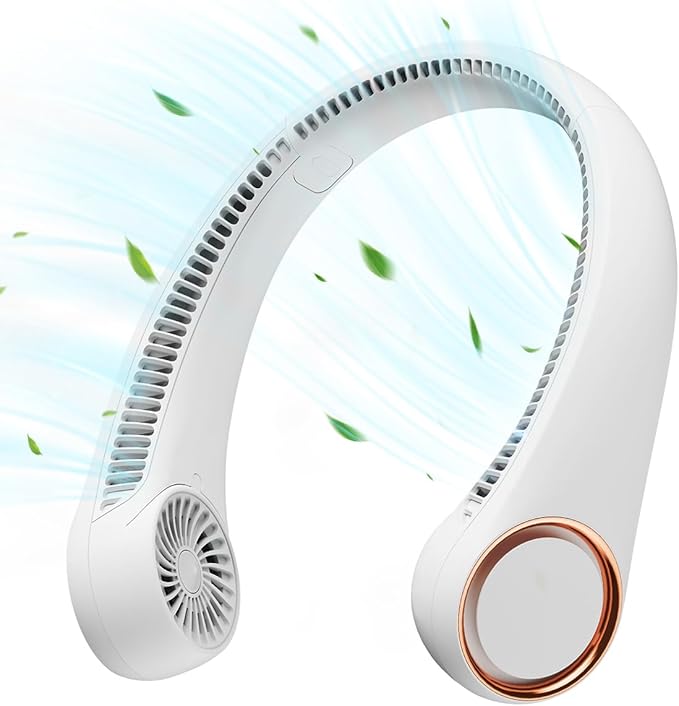 Gaiatop Portable Neck Fan Rechargeable, Hands-Free 360° Cooling, 23.5hrs Runtime, Battery Powered Personal Wearable Fan Qu...