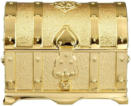 Feyarl Small Vintage Gold Treasure Box Jewelry Trinket Ring Earring Display Chest Organizer Decorative Keepsake Box Weddin...