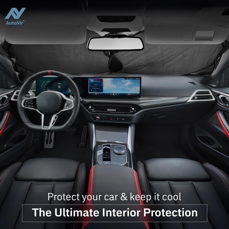 Foldable Car Windshield Sun Shade – 280T Thickened Reflective UV & Heat Shield with Storage Bag, Keeps Interior Cool, Univ...