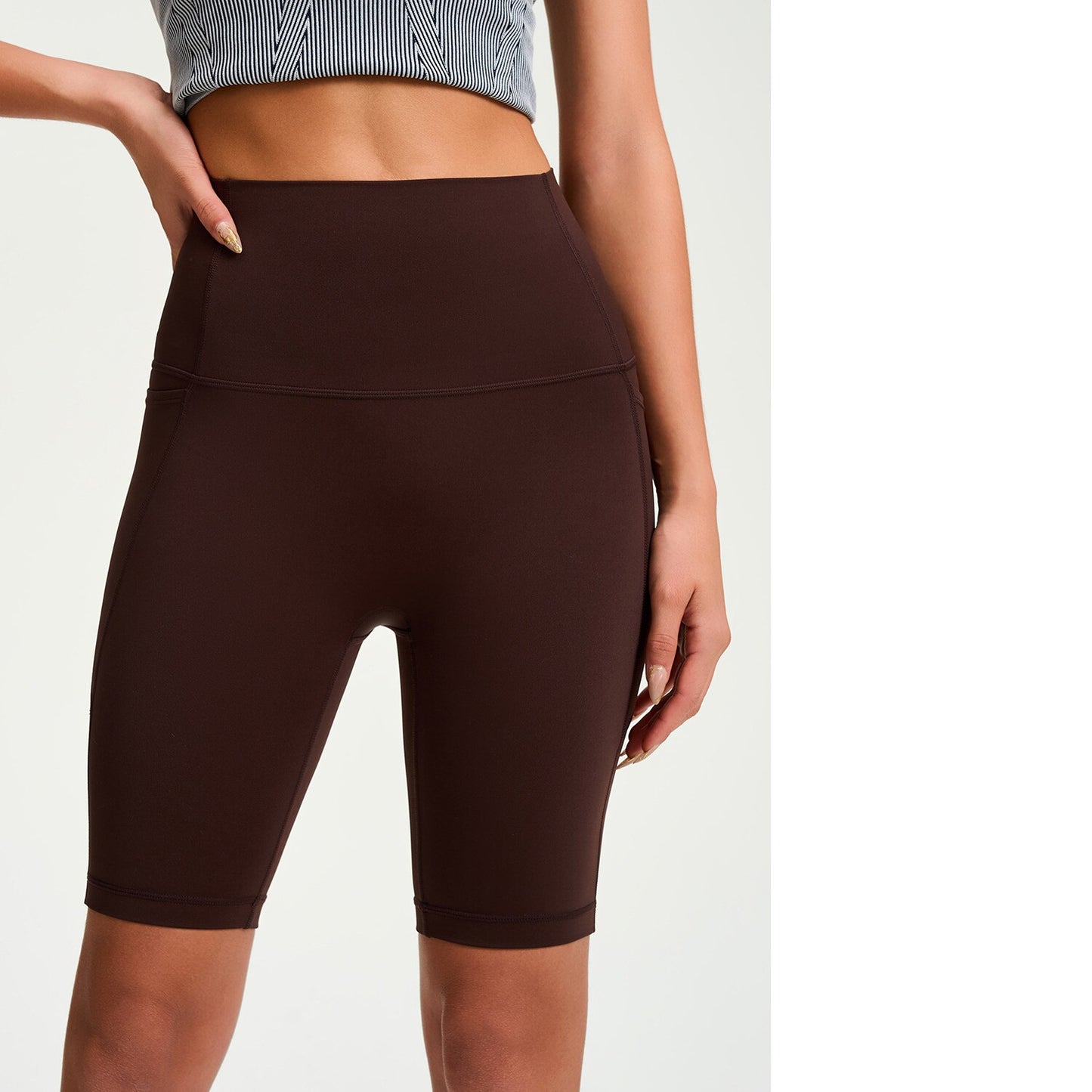 Women's High-Waisted Tight Mid-Length Naked-Feel Yoga Shorts With Butt Lifting, Quick-Dry Fabric For Sports, Fitness And Outdoor Cycling Wear