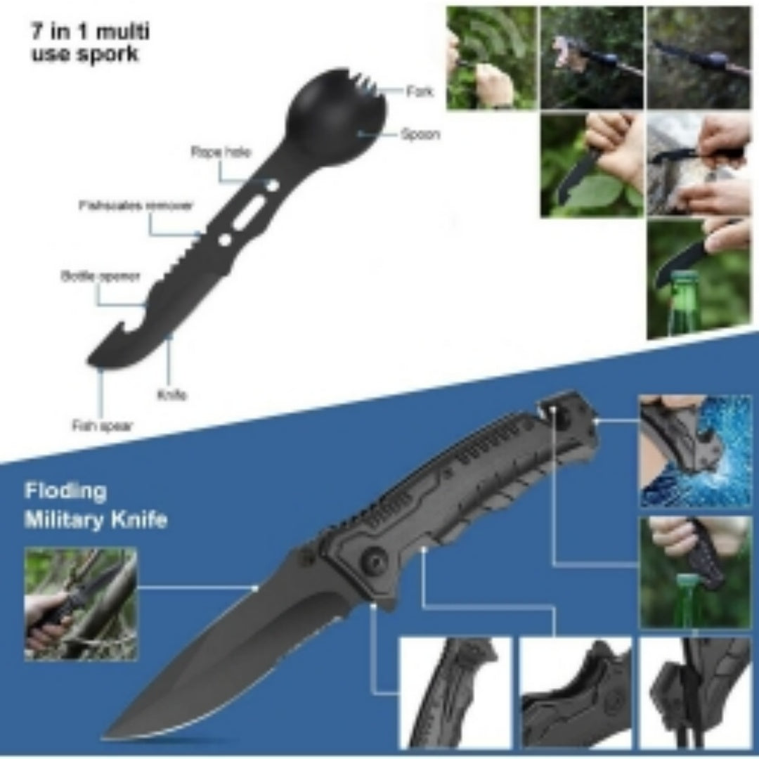 39in1 Tactical Emergency Survival Kit Outdoor Hiking Camping SOS Tool Equipment